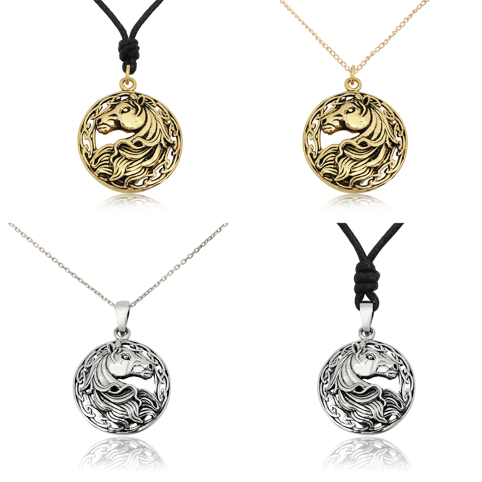 Celtic Horse 92.5 Sterling Silver Gold Brass Charm Necklace Pendant Jewelry