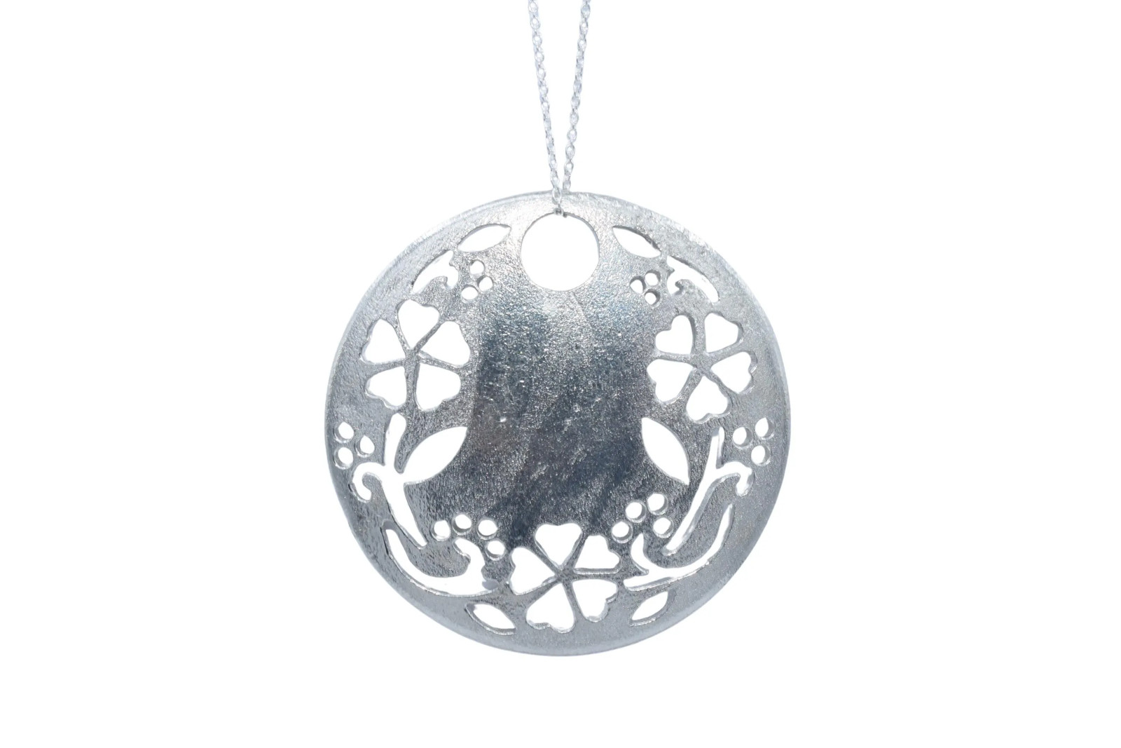 10th Anniversary Pure Tin Pendant Cut Out Flower Necklace (Large) Gift UK