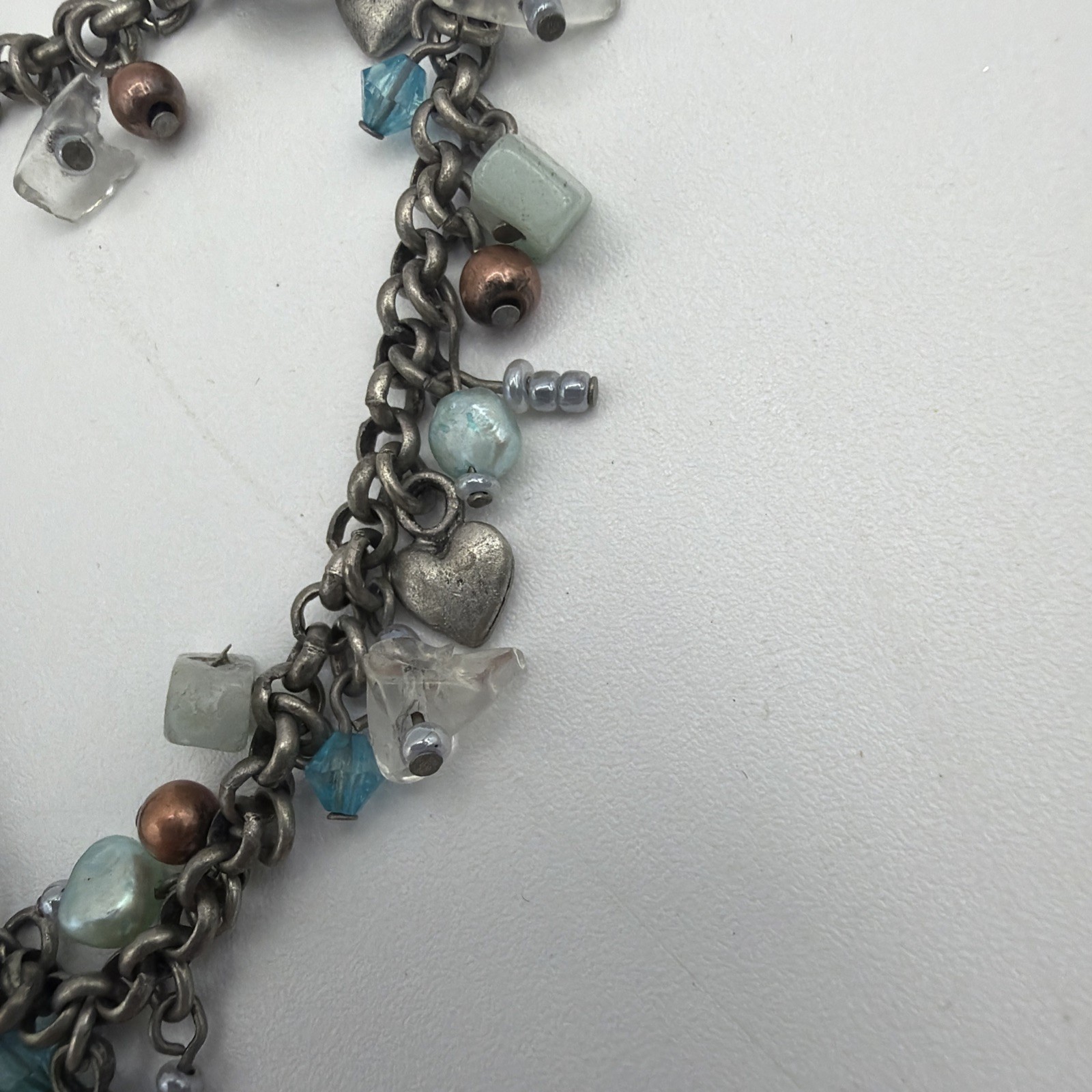 Lot of 3 Artisan Stone Beaded Bracelets Silver Tone Charm Wire Wrapped Boho