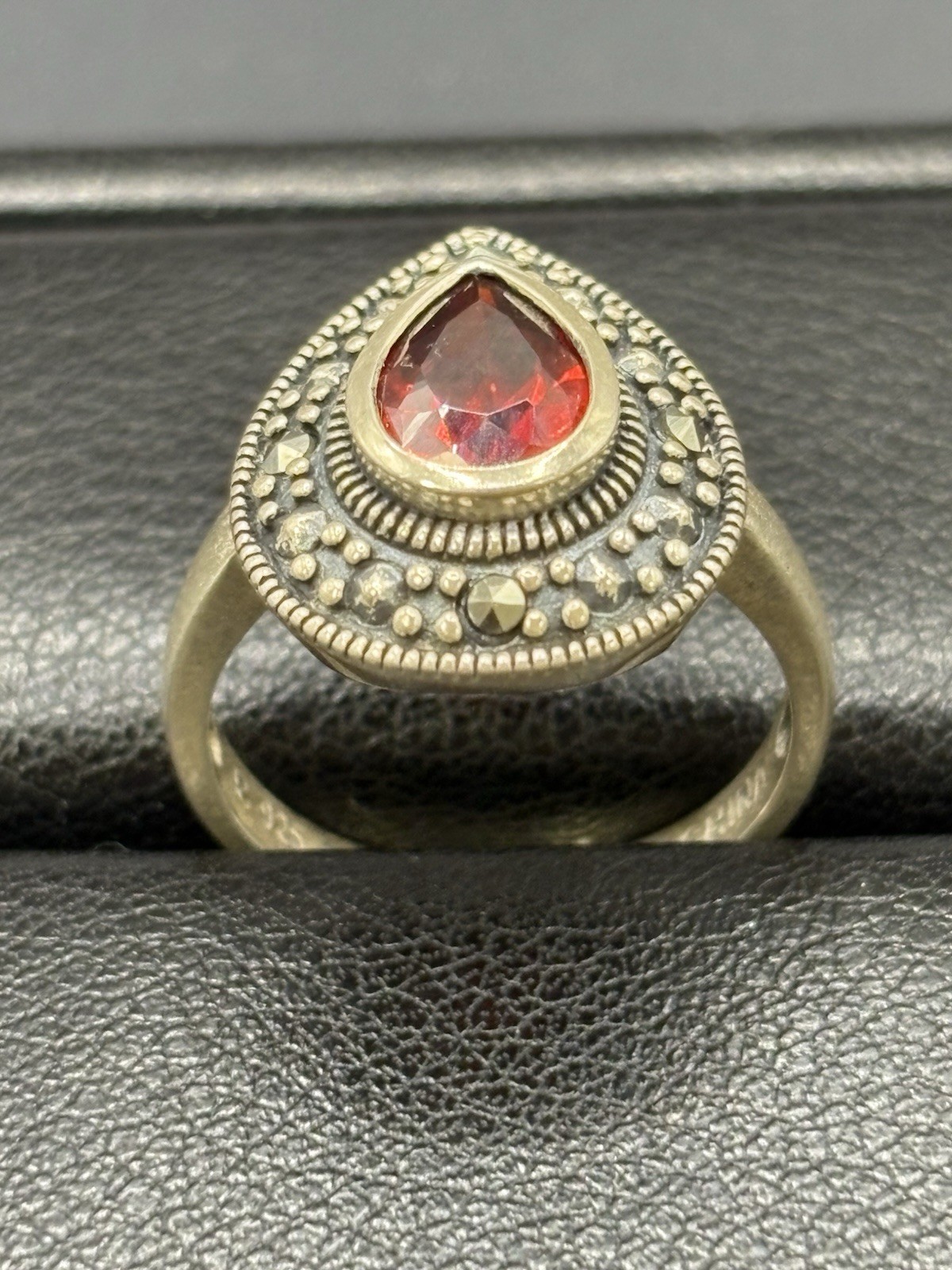 Vintage Ross Simons Sterling Silver Red Cubic Zirconia Ring Size 7 4 Grams E20