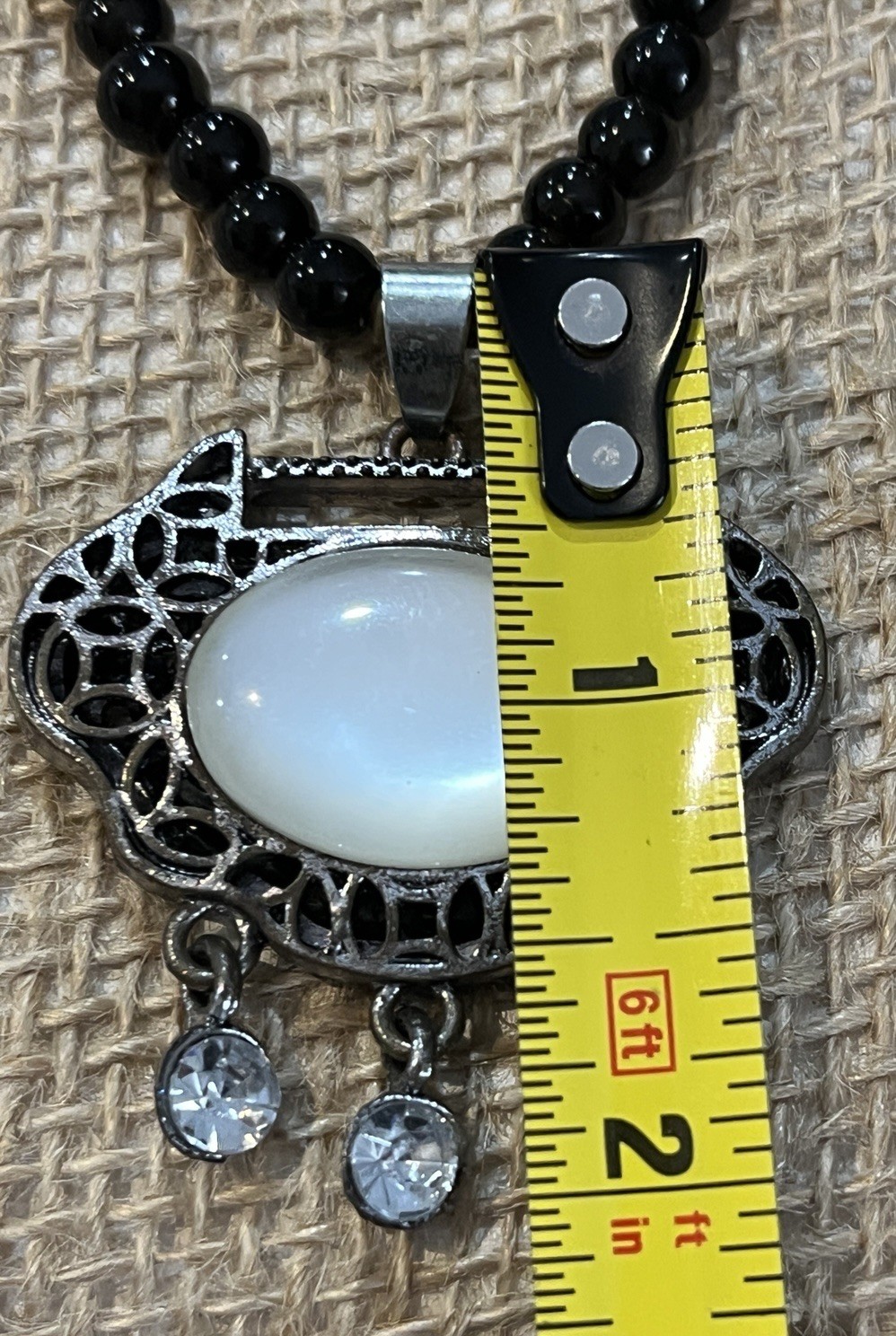 C1946 Long Beaded Pendant Necklace Mixed Stones Silver Adjustable Chain 28in