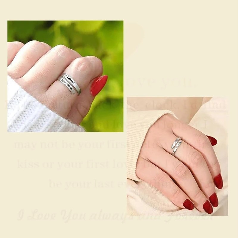 I F♡Cking Love You Ring for Women, Hope Rings Adjustable Stainless Steel Silver