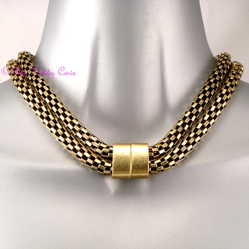 Debenhams Deco Burnt Gold Rustic Mesh Vintage Celtic Knot Collar Choker Necklace