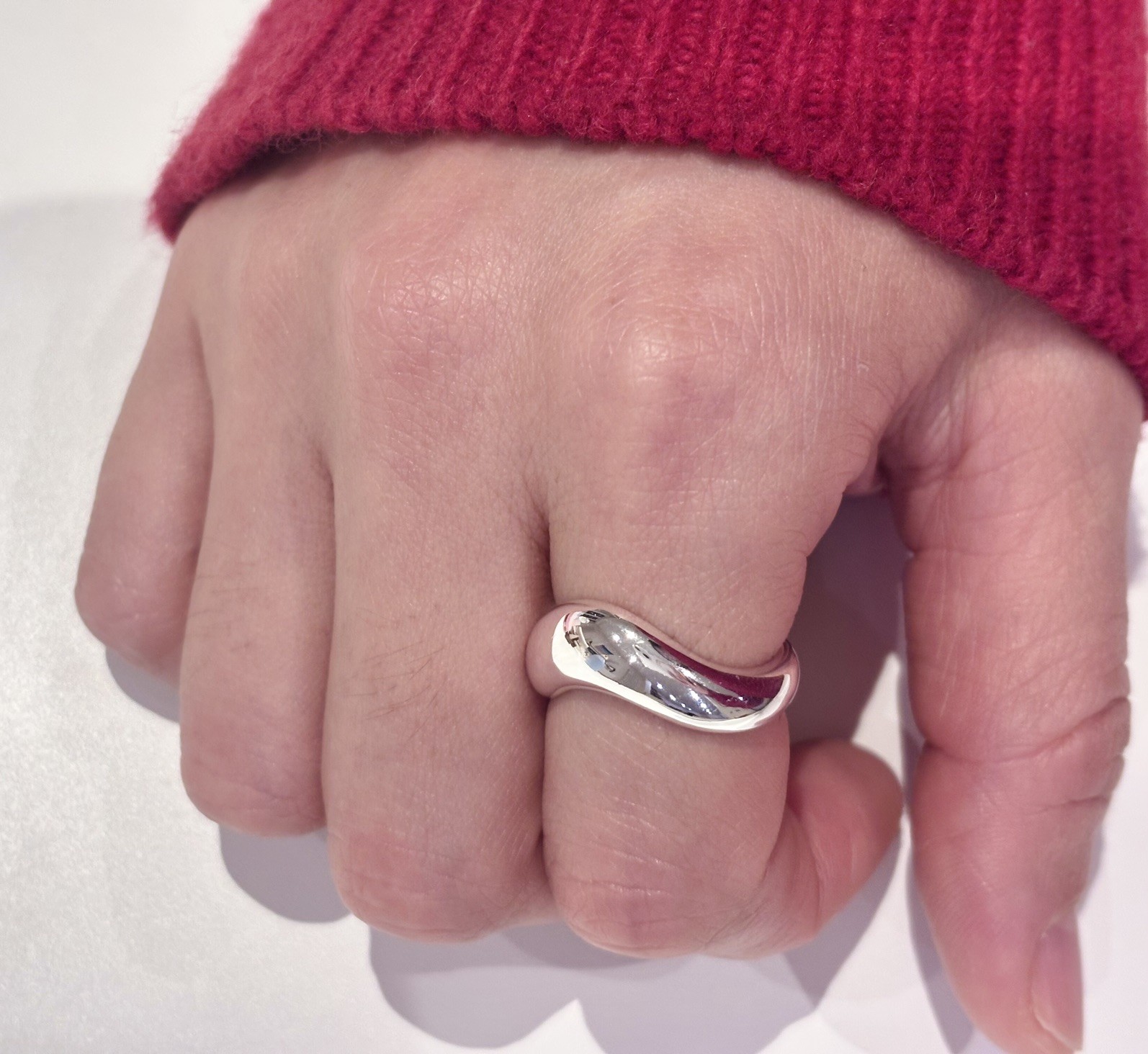 Genuine S925 Sterling Silver V Shape Chunky Finger Rings – Adjustable, Stackable
