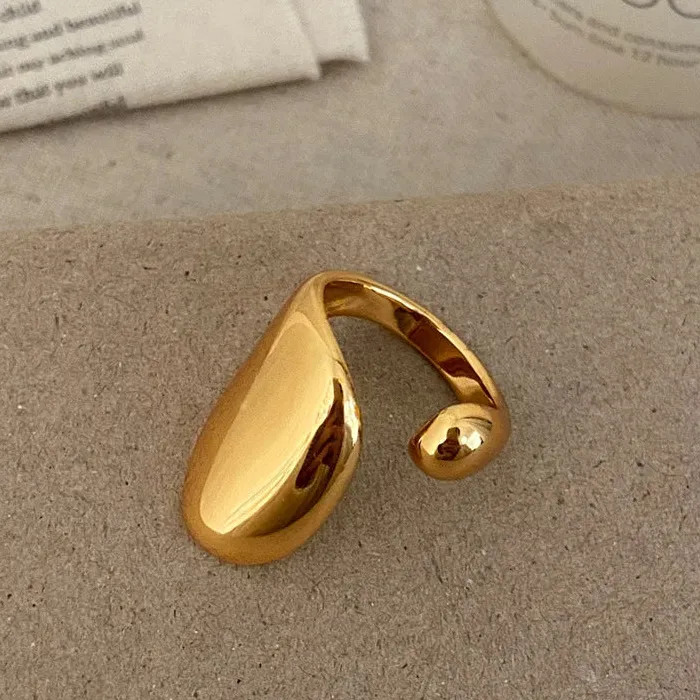 Adjustable Glossy Waterdrop Minimalist Mood Tracker Ring for Women Gift