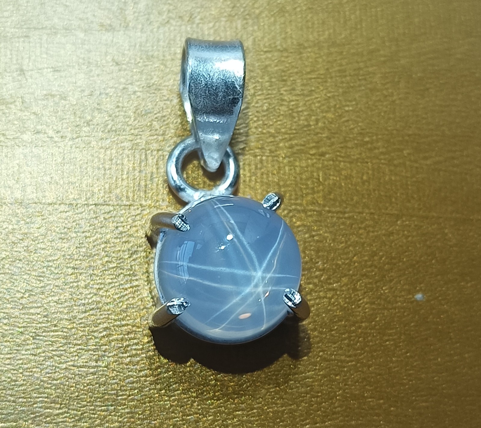 14.35 Ct Natural 6 Ray Star Sapphire Pendant in Silver Round Jewelry With Chain