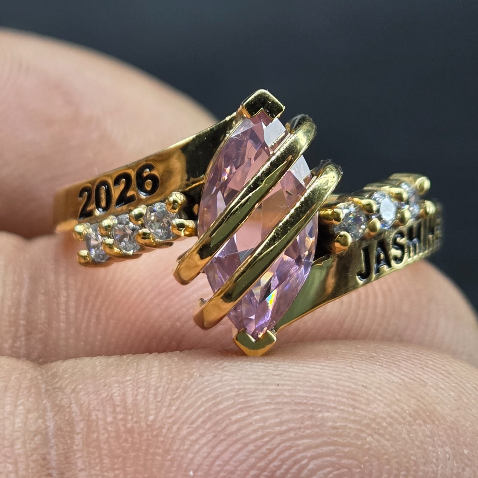 Women Personalized Marquise Gemstone For 2026 Graduation Collage Class Ring Gift