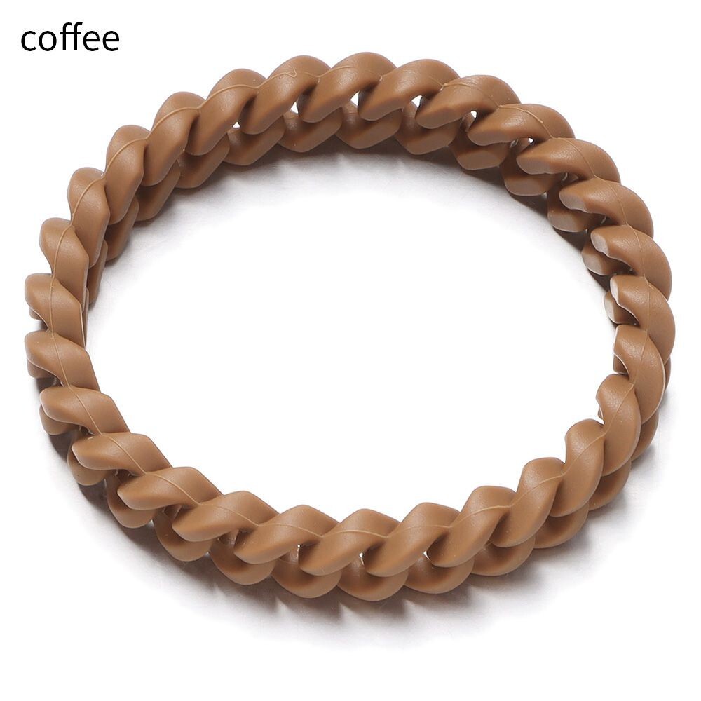 1pc Rubber Silicone Rainbow Wristbands Black White Band Bracelet Men Je Fashion