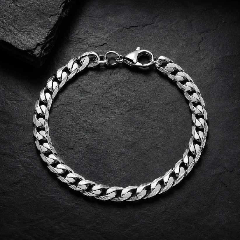 8mm Stripe Bracelet – Silver