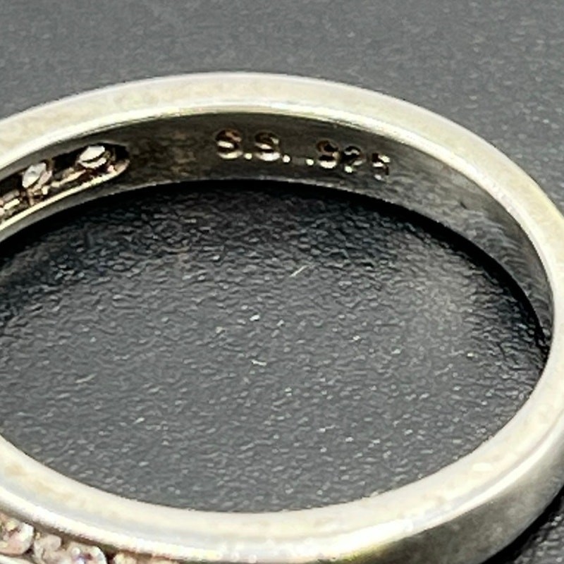S.S. Sterling Silver 925 Cubic Zirconia Half Eternity Wave Band Ring Sz 7.5