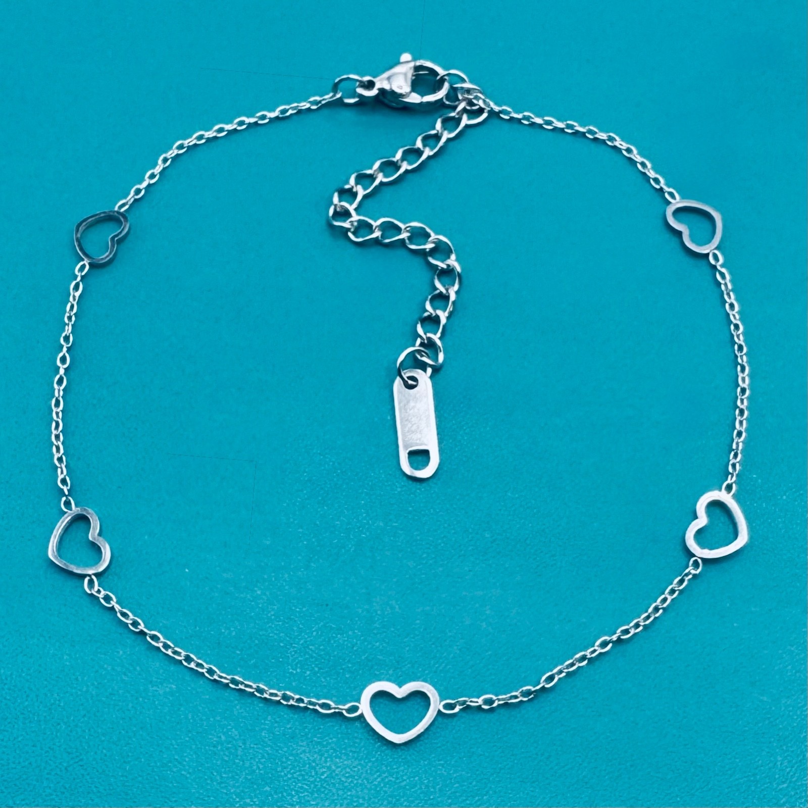 ❤️ Open Heart Anklet Love Adjustable ~8-10” Brand New Stainless Steel Waterproof