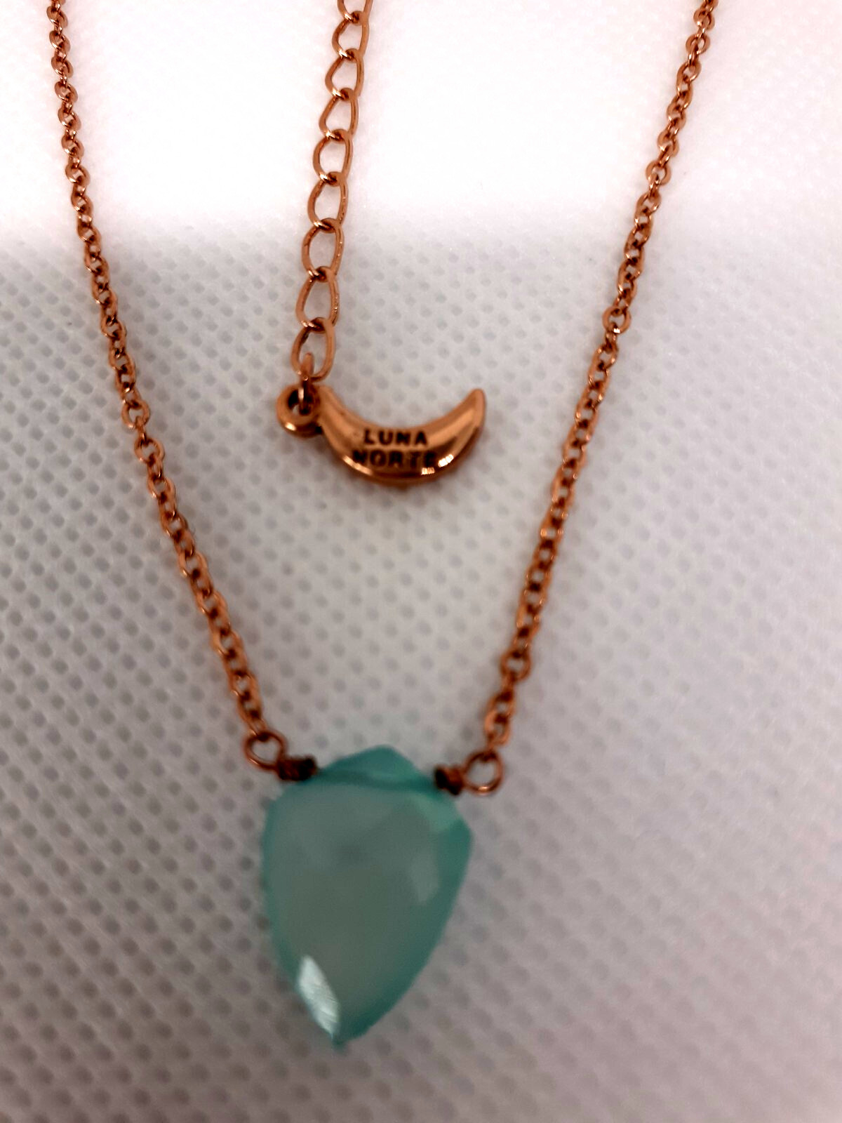 NWOT Luna Norte Faceted Acquamarine Stone Heart Gold Plated Bar Layered Necklace