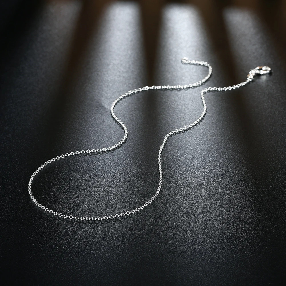 925 Sterling Silver Chain Necklace 1mm Round O Chain Bulk Pendant Jewelry 30PCS