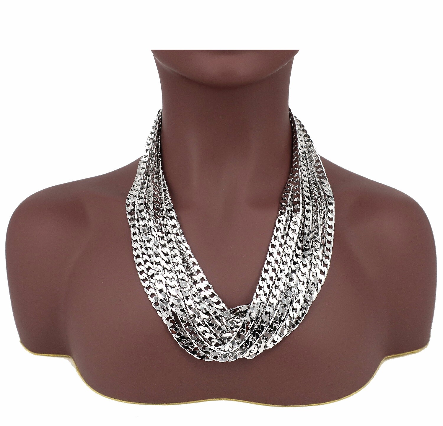 Men’s 12 Piece 6mm Cuban link Chain Necklace 14k White Gold Plated Wholesale
