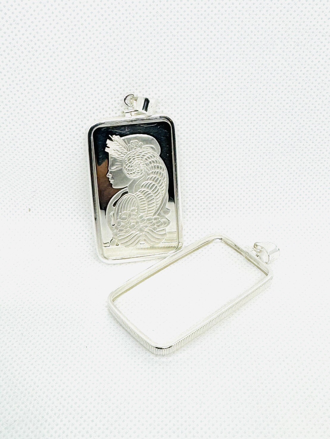 Sterling Silver bezel frame for 1 oz Pamp Lady Fortuna Silver Bar ( Bezel Only