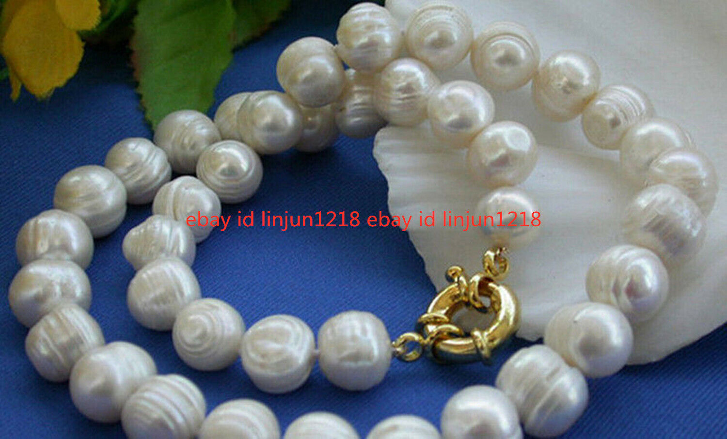 Real 10-11MM White Natural Freshwater Cultured Pearl Necklace 14-50 in
