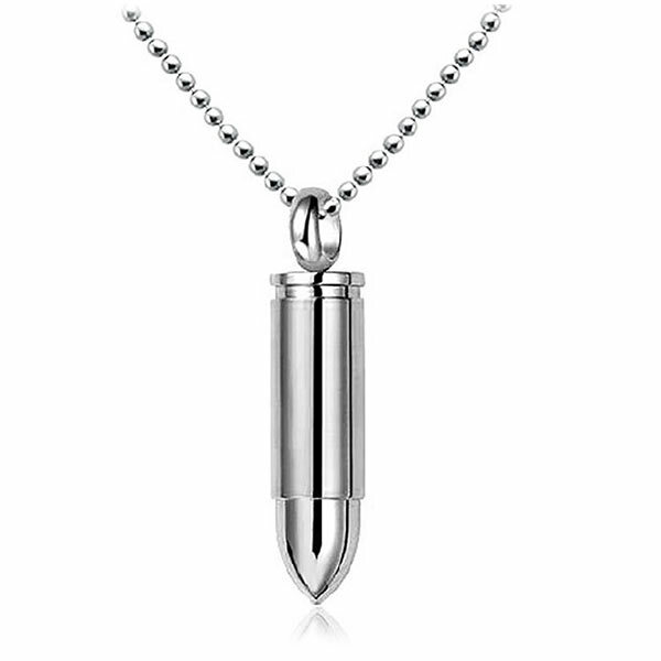 Stainless Steel Open Bullet Pendant Necklace for Men Pill Case Holder Jewelry
