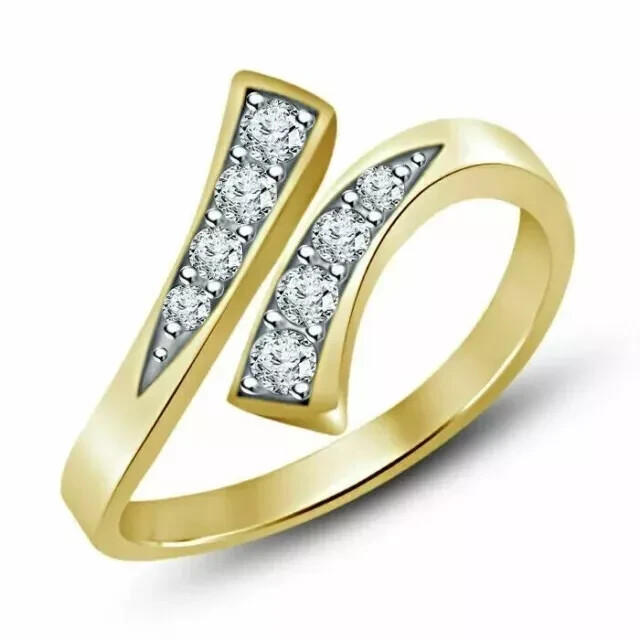 0.15 Ct Round Cut SImulated Diamond Adjustable Toe Ring 14k Yellow Gold Plated