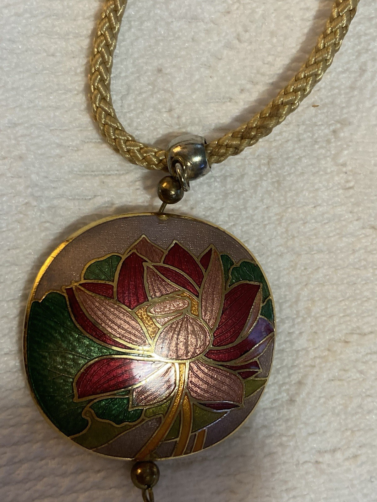 Vintage Sea Gems Cloisonné Necklace Pendant & Earrings 23”