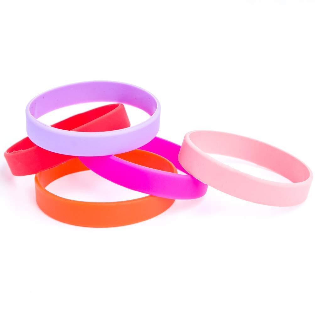 48pcs Rubber Bracelets Bulk Silicone Wristbands for Party Favors, Events