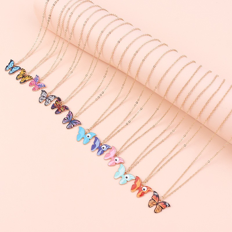 Women’s Jewelry Gift Colorful Butterfly Pendant Charm Necklace