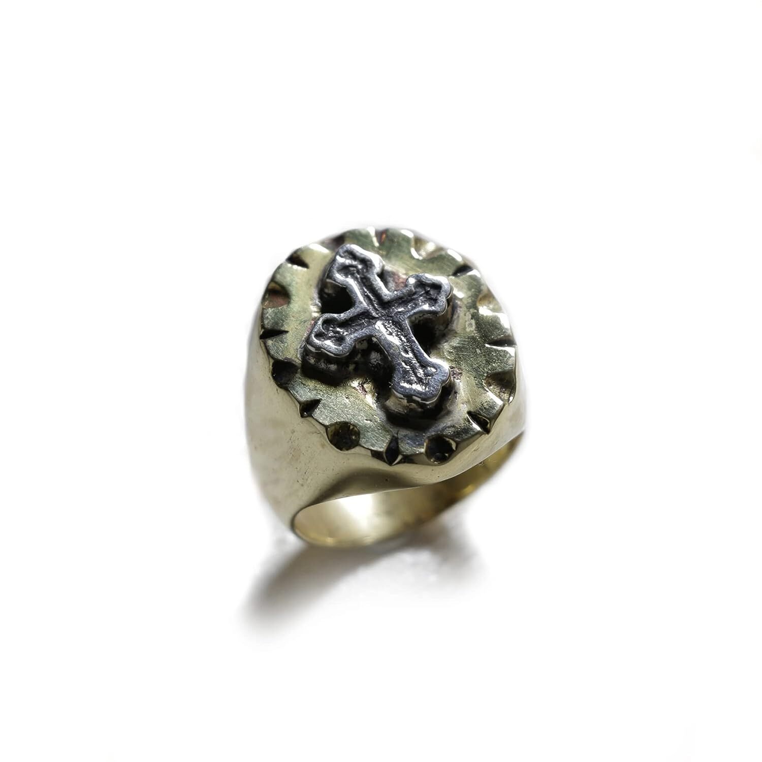 Vintage Cross Mexican Biker Ring Jesus Christian faith prayer Religious Skull