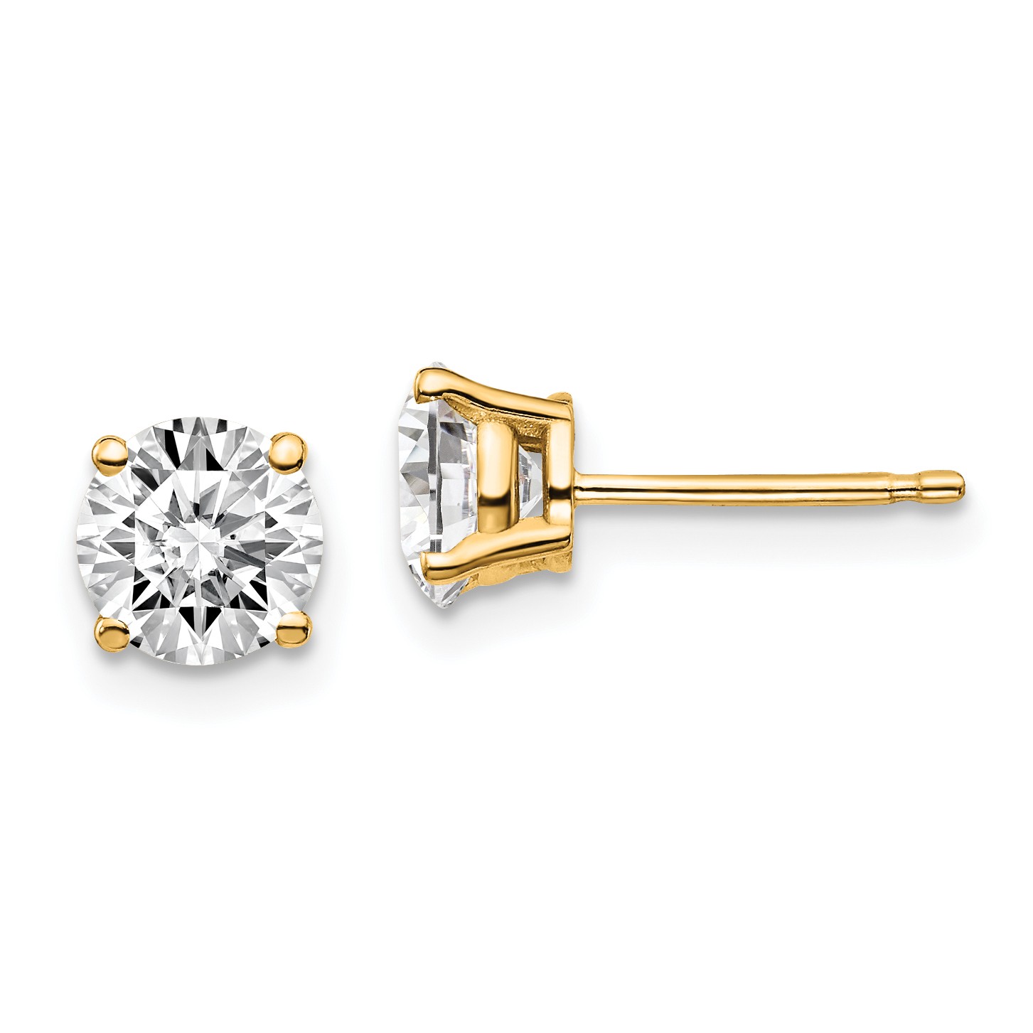 1 – Pair Gold Plated Sterling Silver 6mm Round Basket Set CZ Stud Earrings – Jew