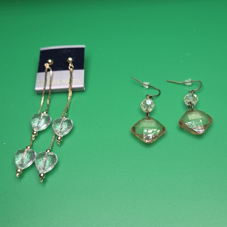 Clear Heart Crystal Earrings Made in Korea and Light Pink Crystal Earrings