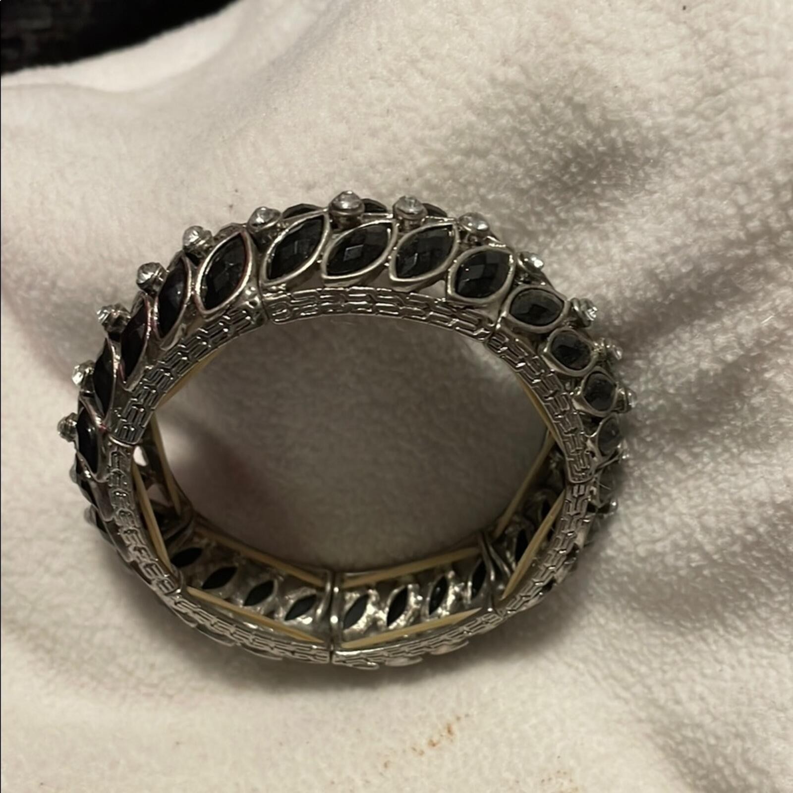 Intricate Silver and Black Lacy Bracelet
