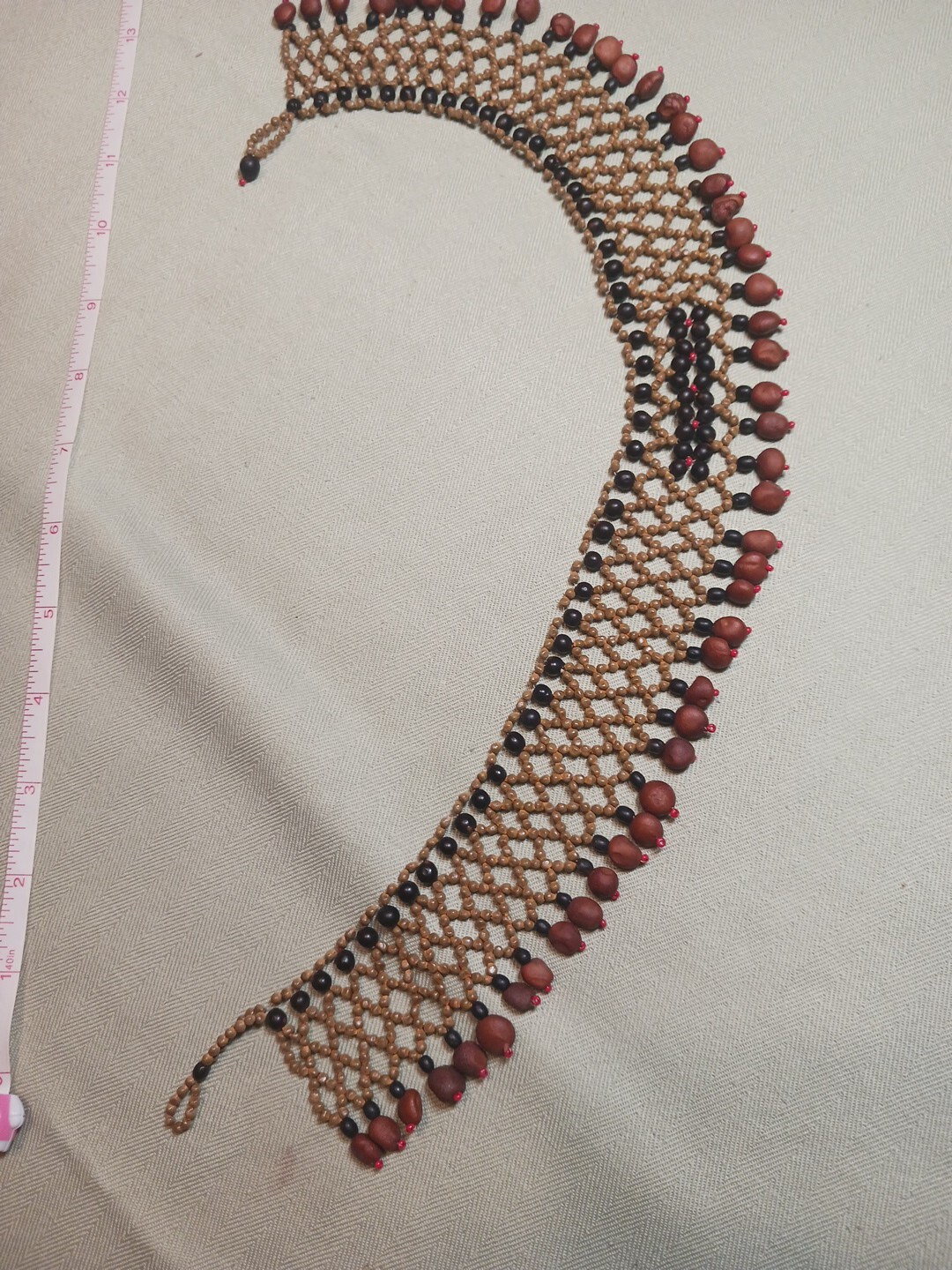 Collar Style Necklace Beaded Earth Tones 15 To 17 In Long