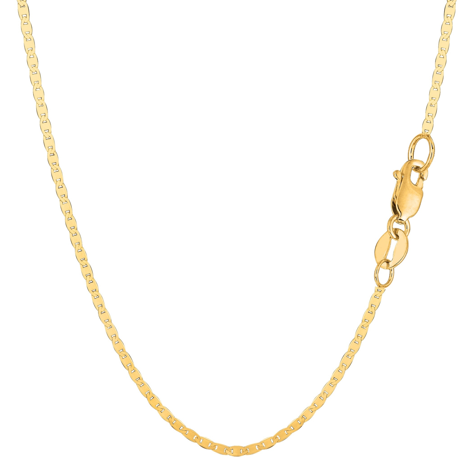 14k Yellow Real Gold Mariner Link Chain Necklace, 1.7mm (16.0 Inches)