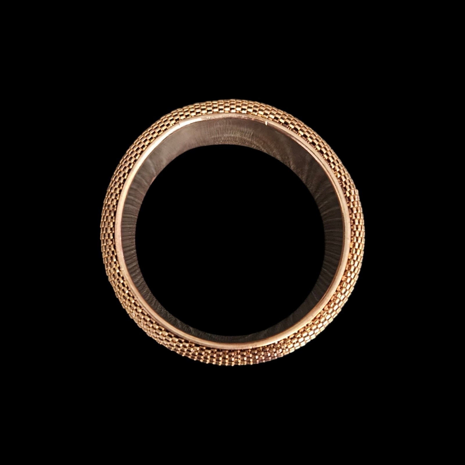 Vintage Copper Brass Textured Bangle Bracelet Wide Mesh Cuff