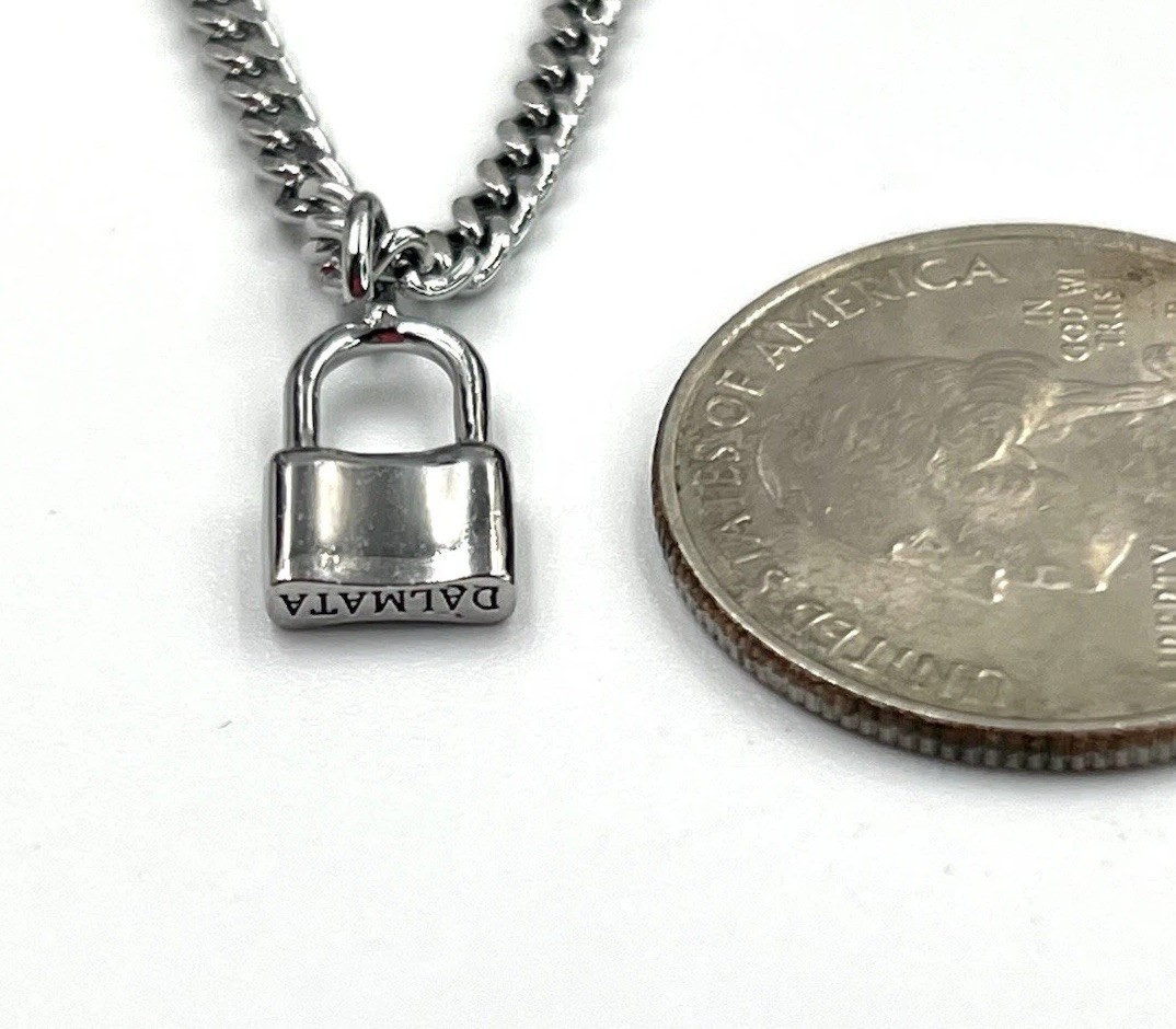 Lock Charm Necklace with Star Extender Chain Silver Tone Minimalist