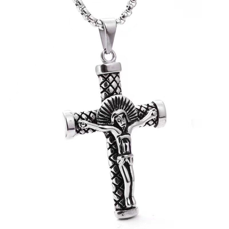 Jesus Christ Crucifix Cross Pendant Necklace Religious Jewelry Stainless Steel