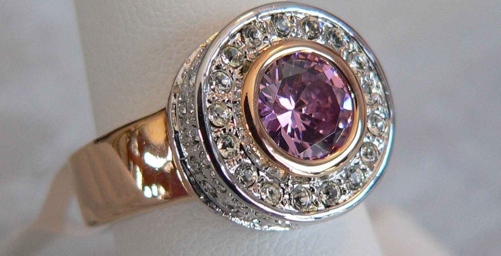 Park Lane “IN THE PNK” RING – PINK & CLEAR CZ’S – 18K Gold Plating – SZ 10