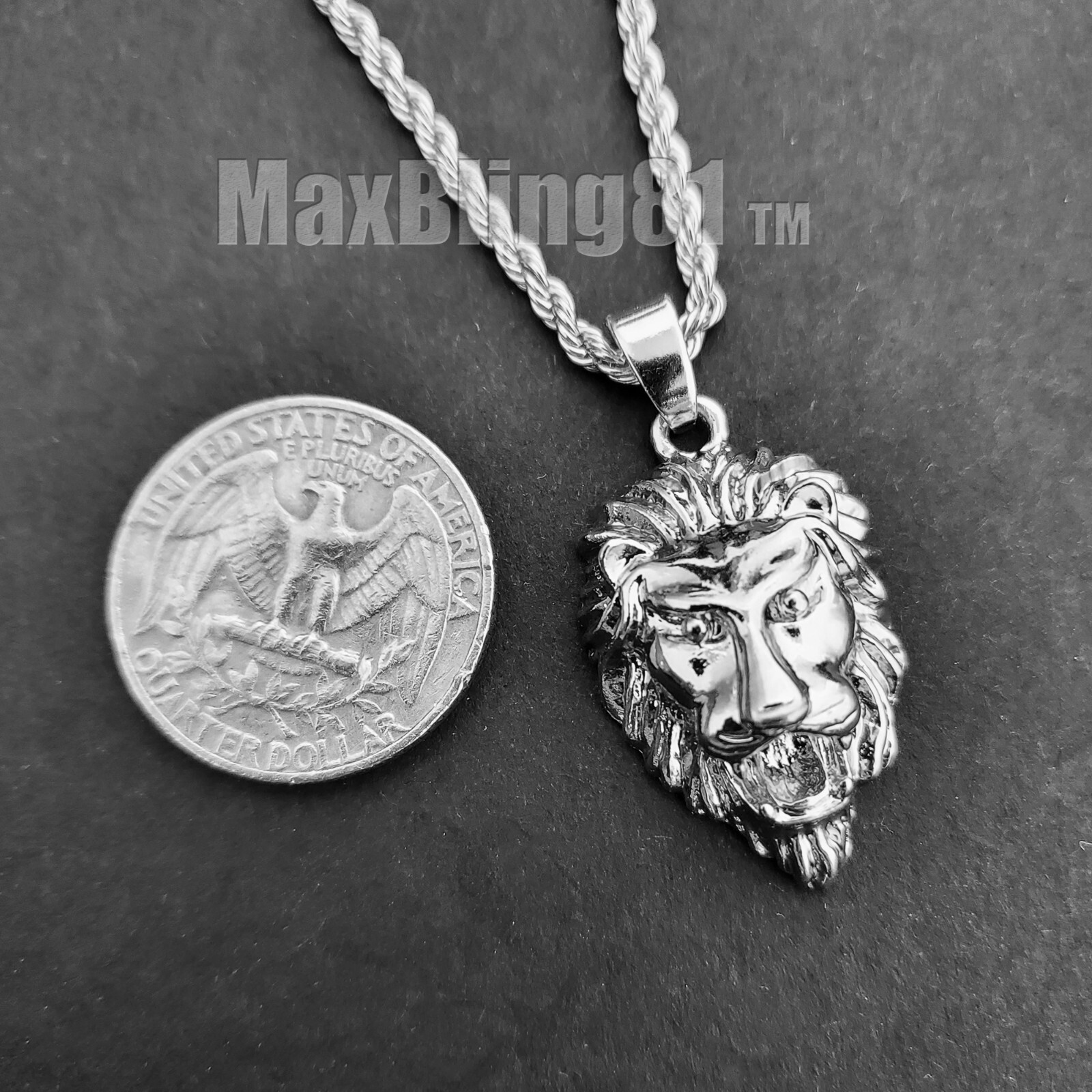 Hip Hop Silver Plated Alloy Lion Head Bling Rapper’s Fashion Necklace & Earrings
