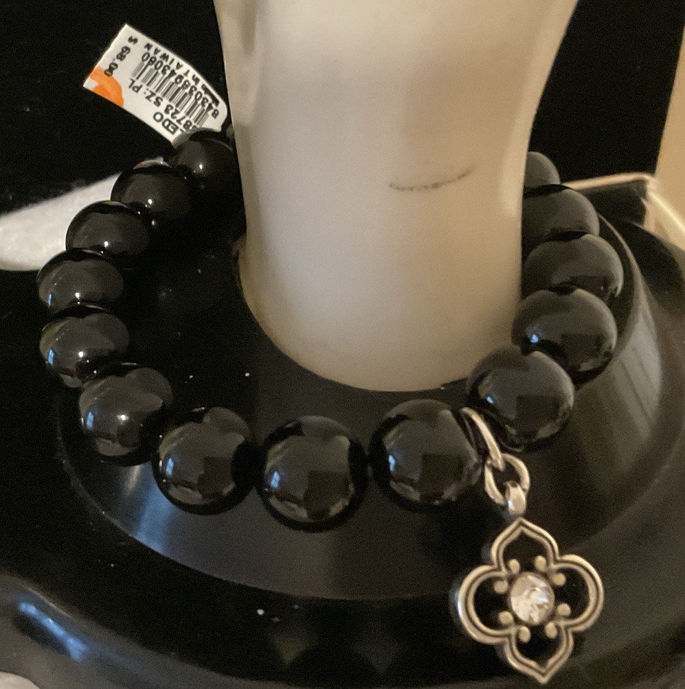 BOLD & BEAUTIFUL NWT BRIGHTON TOLEDO BLACK BEAD + CHARM STRETCH BRACELET RP $68