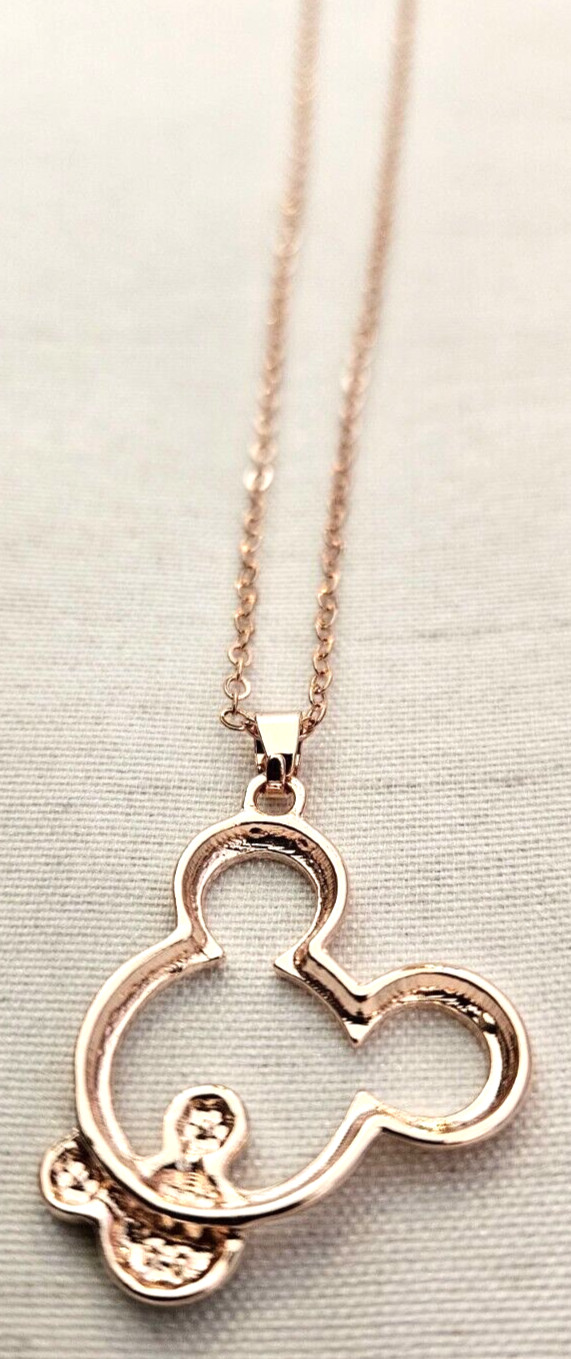 Mickey Mouse Shaped Pendant Necklace Rose Gold Colored Great Gift Idea SO CUTE!