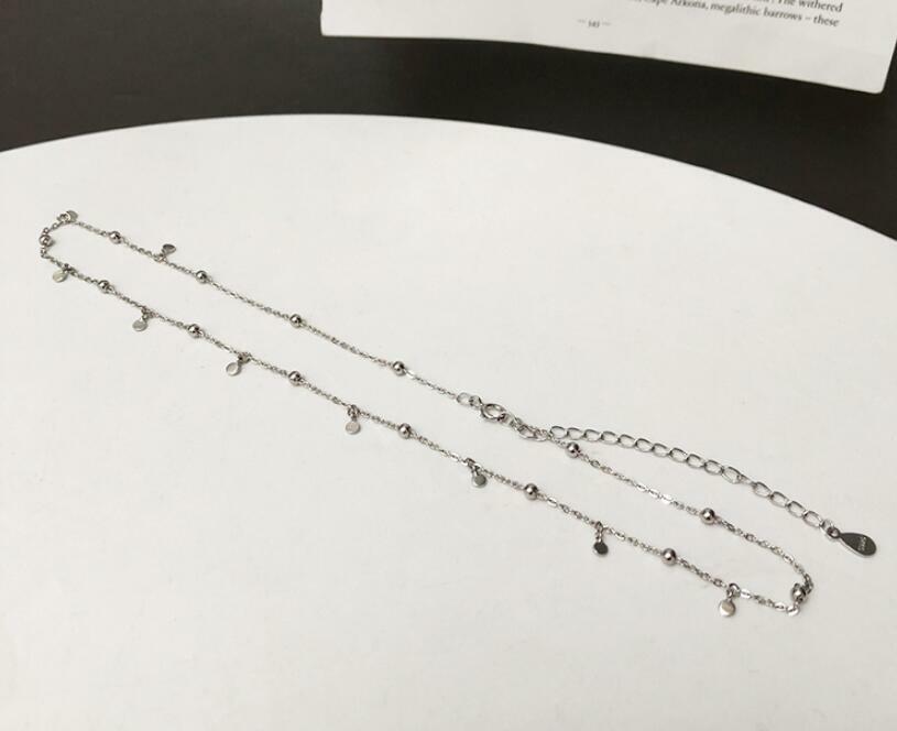 Choker Simple Beaded Dots Silver White Gold Pendant Chain Necklace