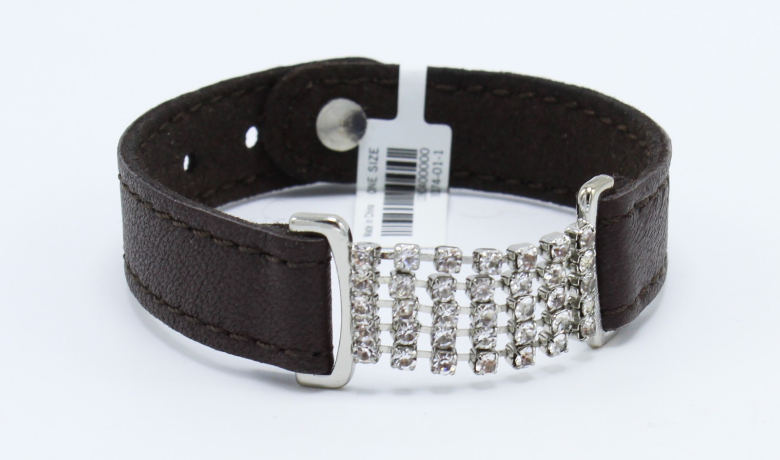 New Dark Brown Genuine Leather Rhinestone Bracelet from Banana Republic #BRB15