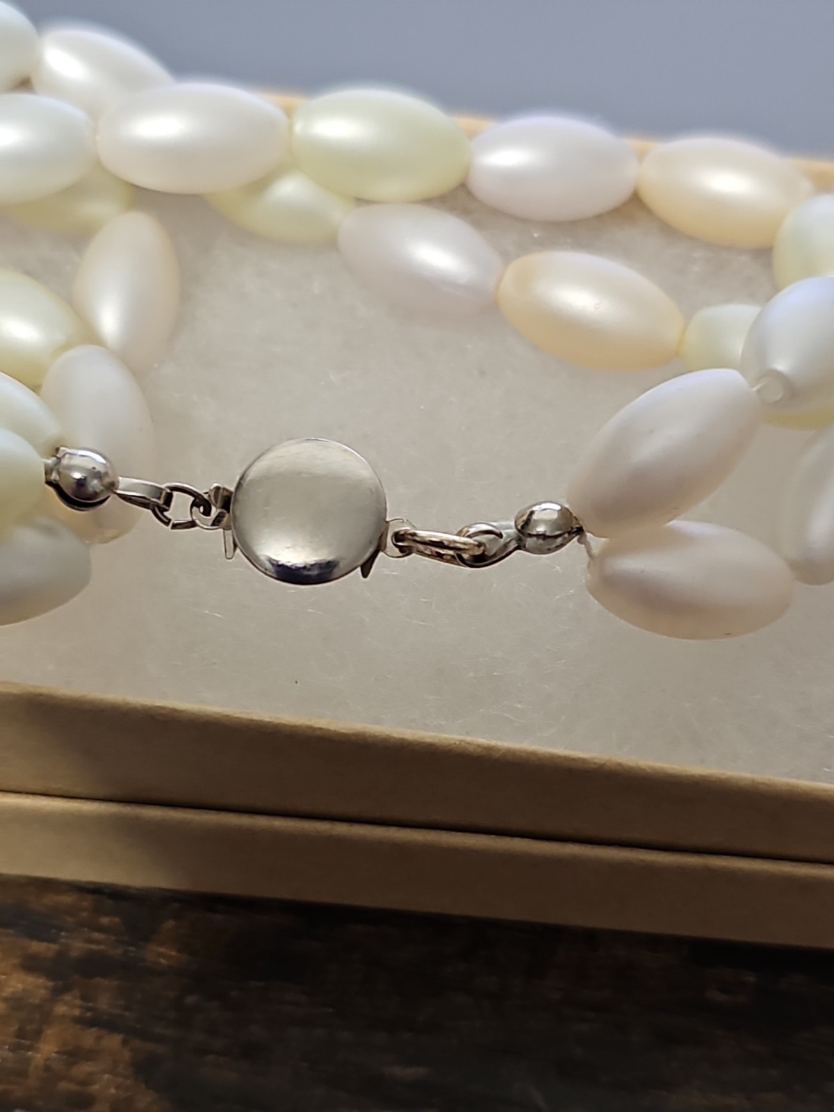 Double Strand Faux Pearl Necklace Oval Beads Classic Wedding Formal