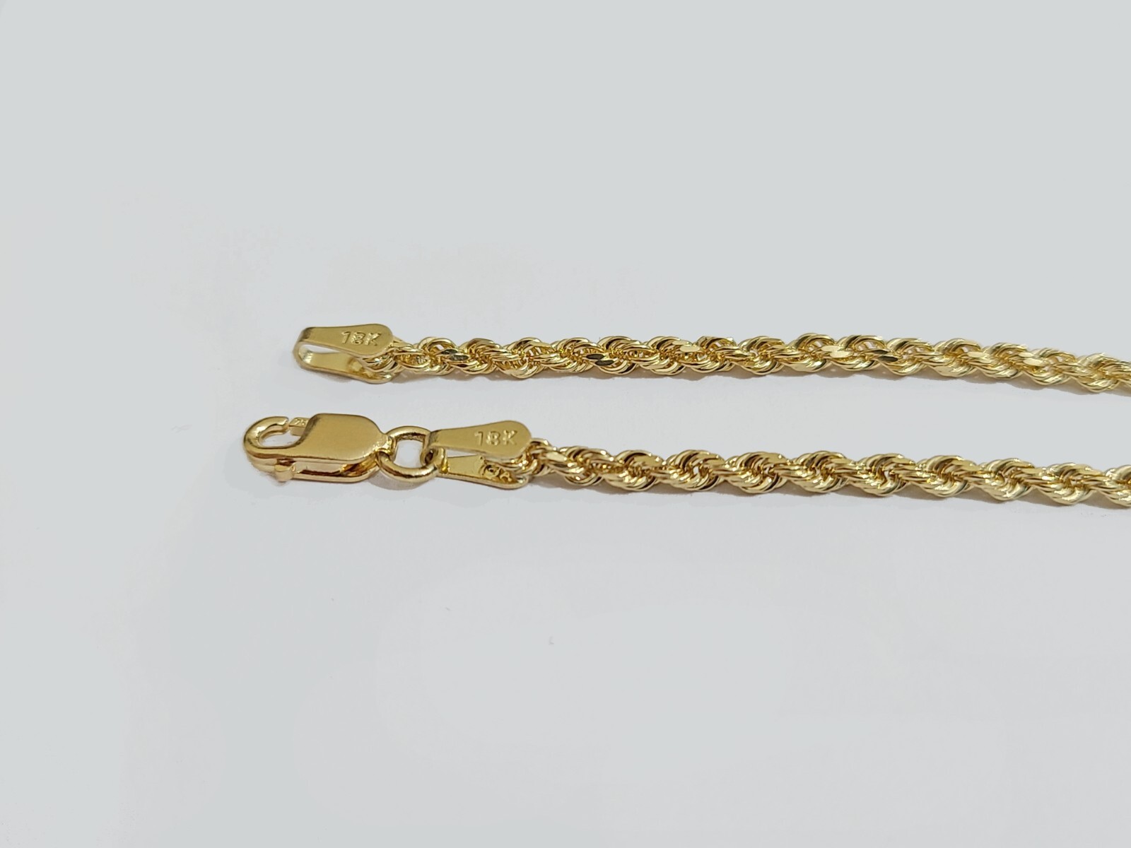 Solid 18k Yellow Gold Necklace Rope Chain 2mm 22” Inch Real 18kt Men Women SALE