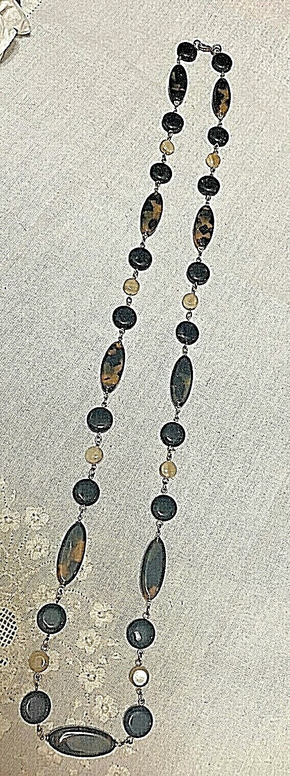 17″ False Horn & Tortoise Shell Necklace and Set of Three Bracelets