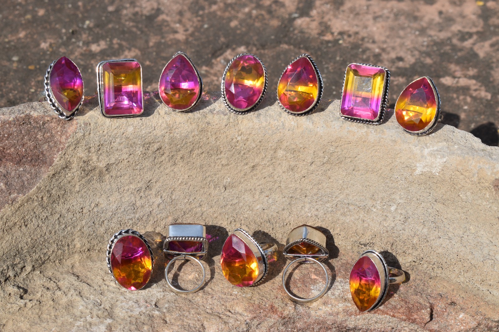 1-500 Pcs Ametrine Quartz In Wholesale Rings Lot Bulk: Silver Plated Whr-113