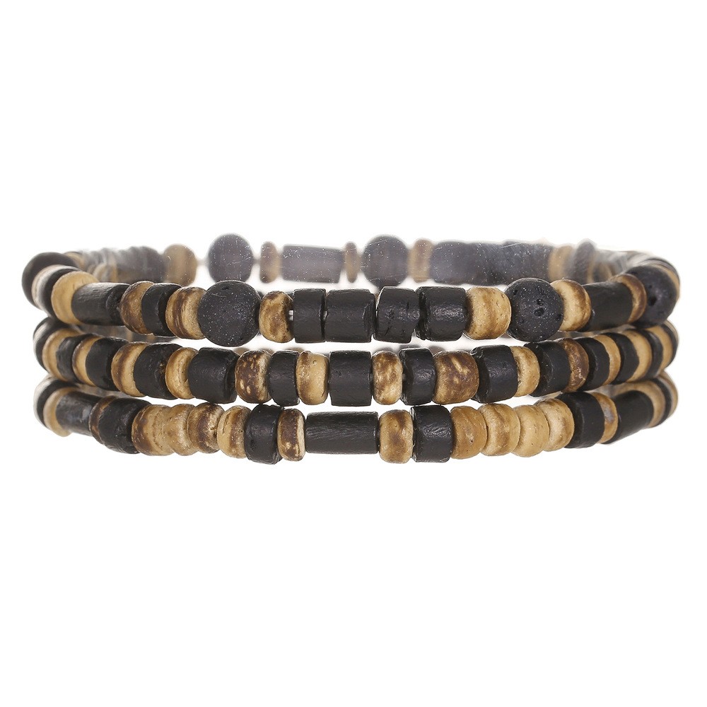 Mens Coconut Shell Stackable Surfer Bracelet Coconut Wood Custom Bracelets Set