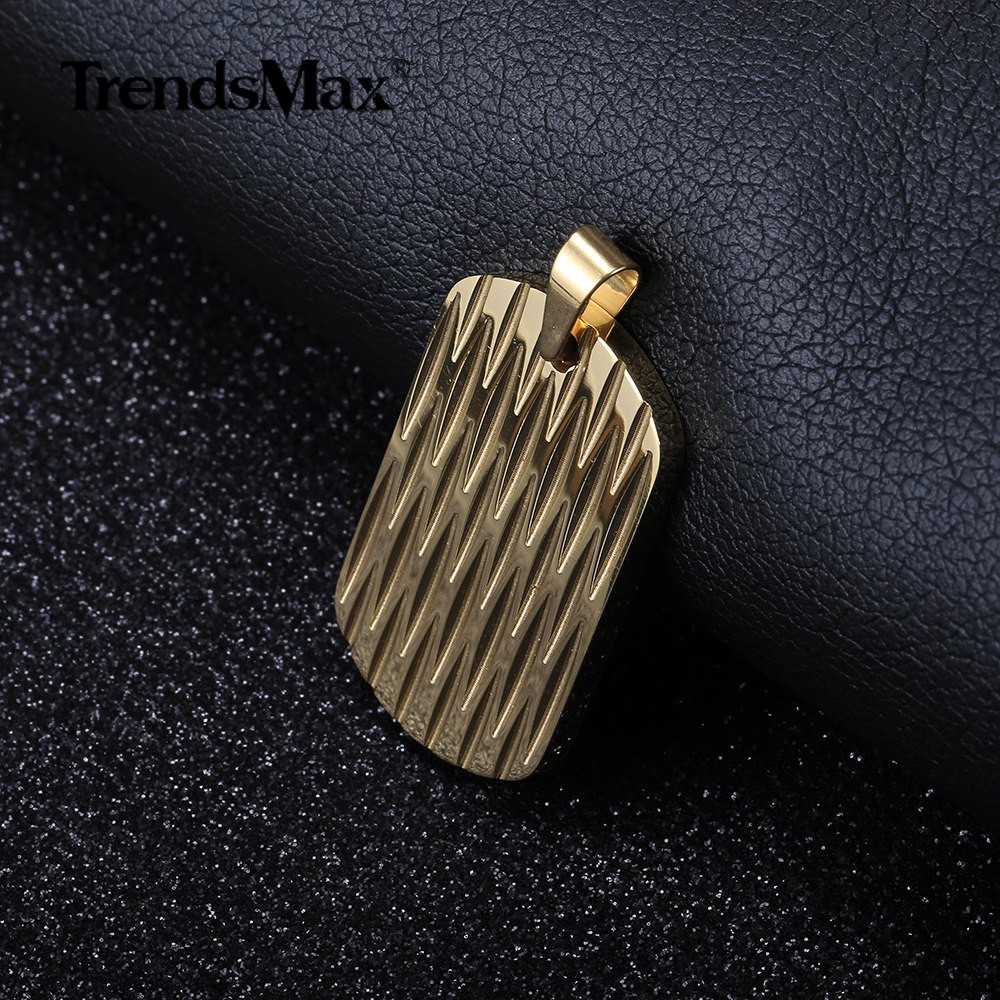 Silver/Black/Gold Plated Stainless Steel Dog Tag Pendant Necklace Shield Shape