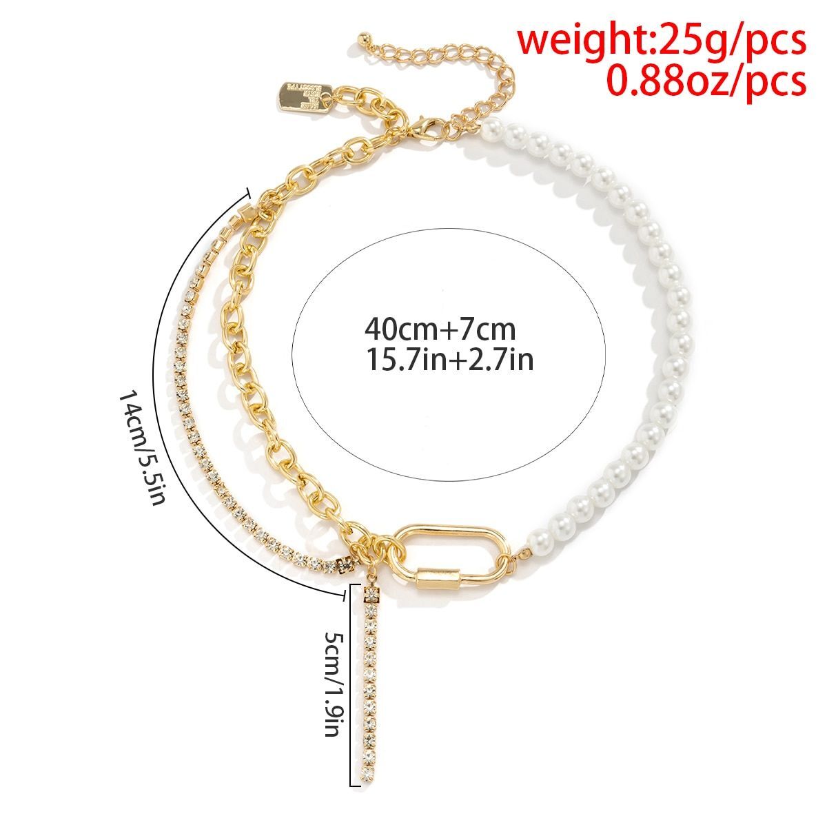Asymmetric Fake Pearl Aluminum Alloy Choker Tennis Necklace Fashion Jewelry Wear