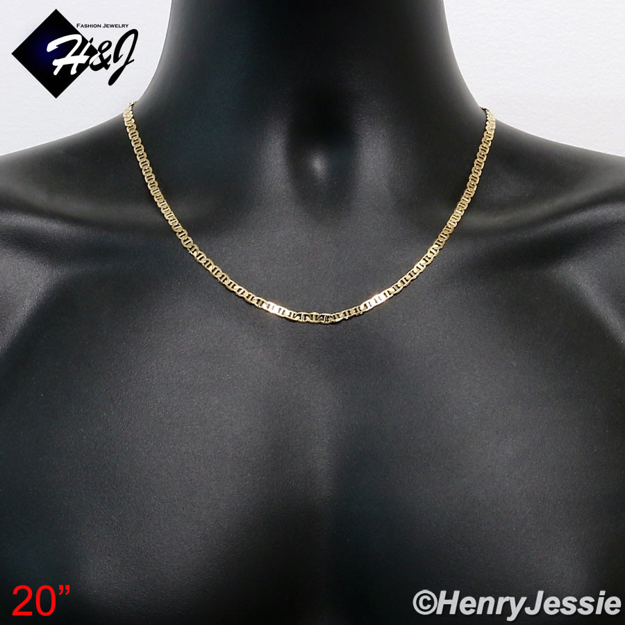 18-24″MEN WOMEN 18K Gold Filled 4mm Gold Puffed Mariner Link Chain Necklace*GFN2