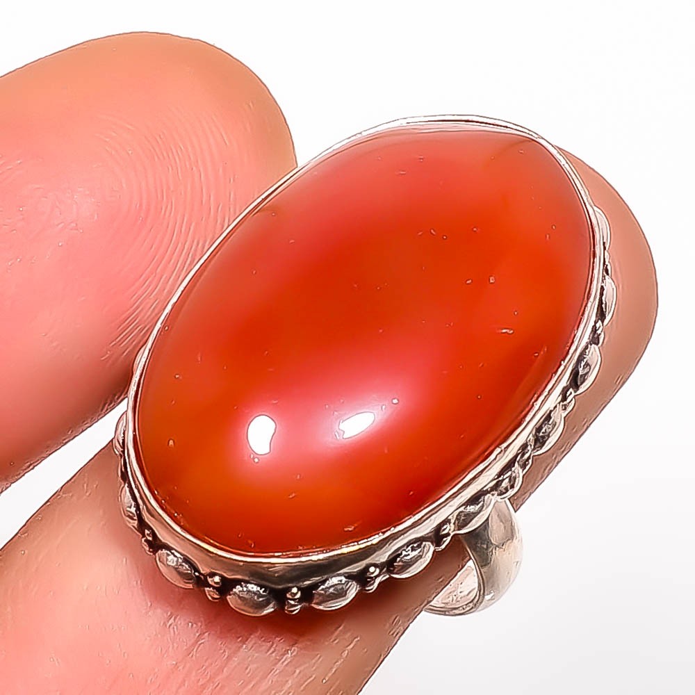 Carnelian Gemstone 925 Silver Plated Ring s.9.5 TR7508-1821