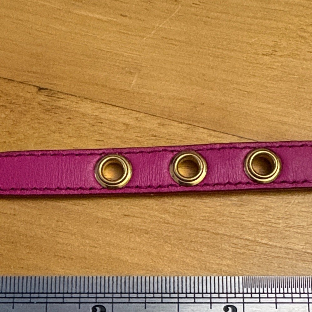 Miu Miu Pink Crackle Leather Bracelet Gold Buckle Heart Charm 6.5-7.5″